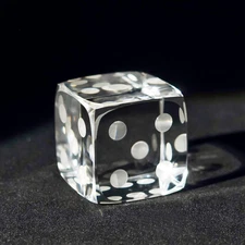 Qfkris 2" Glass Polyhedral Dice Block Paperweight Decorative 3D Laser Etched 