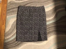 Express Design Studio Black White Front Slit, Lined, Pocket, Skirt 2 W30/20.5