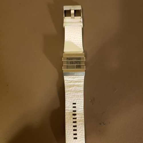 DIESEL DZ-7087 Orologio Digitale maschile in Pelle Bianca Di Quarzo  cromato, funziona! | eBay