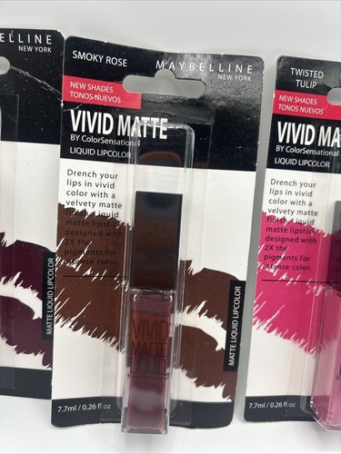 Maybelline Set of 4 Vivid Matte Sensational Liquid Lipcolor Rose,Tulip,Plum,Cran - Picture 5 of 15