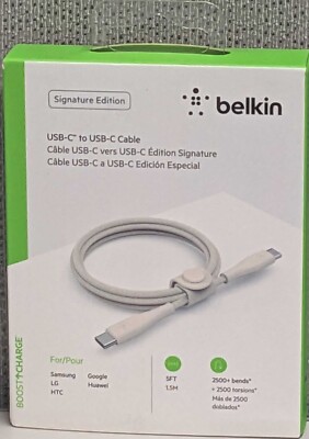 Belkin Signature Edition 5FT Type C to C Woven Jacket Cable-White