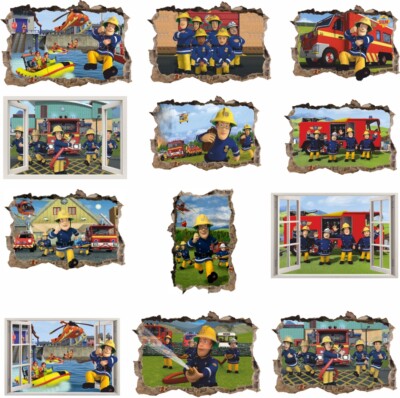 140cm  Feuerwehrmann Sam Fireman Loch STICKER 3D Wandtattoo Wandbild