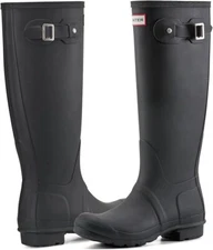 Hunter Boots Women's Original Matta Rain Boots - Black - NEW