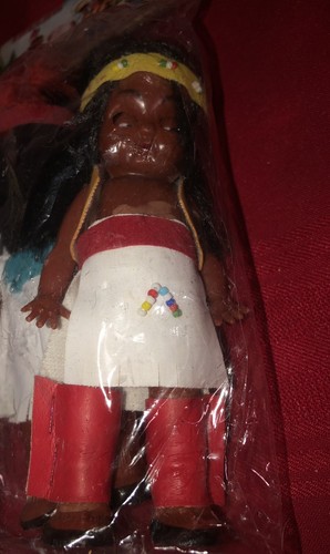 VINTAGE 1950’S NIP SET 4 6” INDIAN DOLLS TOYS HONG KONG ESTATE SALE FIND - Picture 6 of 10