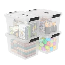 Cand 4X 18Qt Stackable Plastic Latching Box Storage Containers Bin W/ Clear Lid