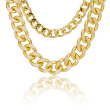Rapper Gold Plated 15mm and 23mm XXL Chain Necklace SET ALM017