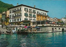 CARTOLINA HOTEL MILANO BELGIRATE LAGO COMO DARSENA GOMMONE VERANDA ANNI 1970 NV
