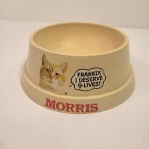 Vintage Morris The Cat 9 Lives Cat Plastic Cat Bowl Dish 1977 Frankly I deserve