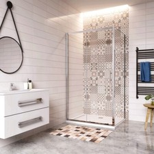 185 cm Box Doccia Angolare Porta Scorrevole Parete Fissa Vetro Temperato 5mm