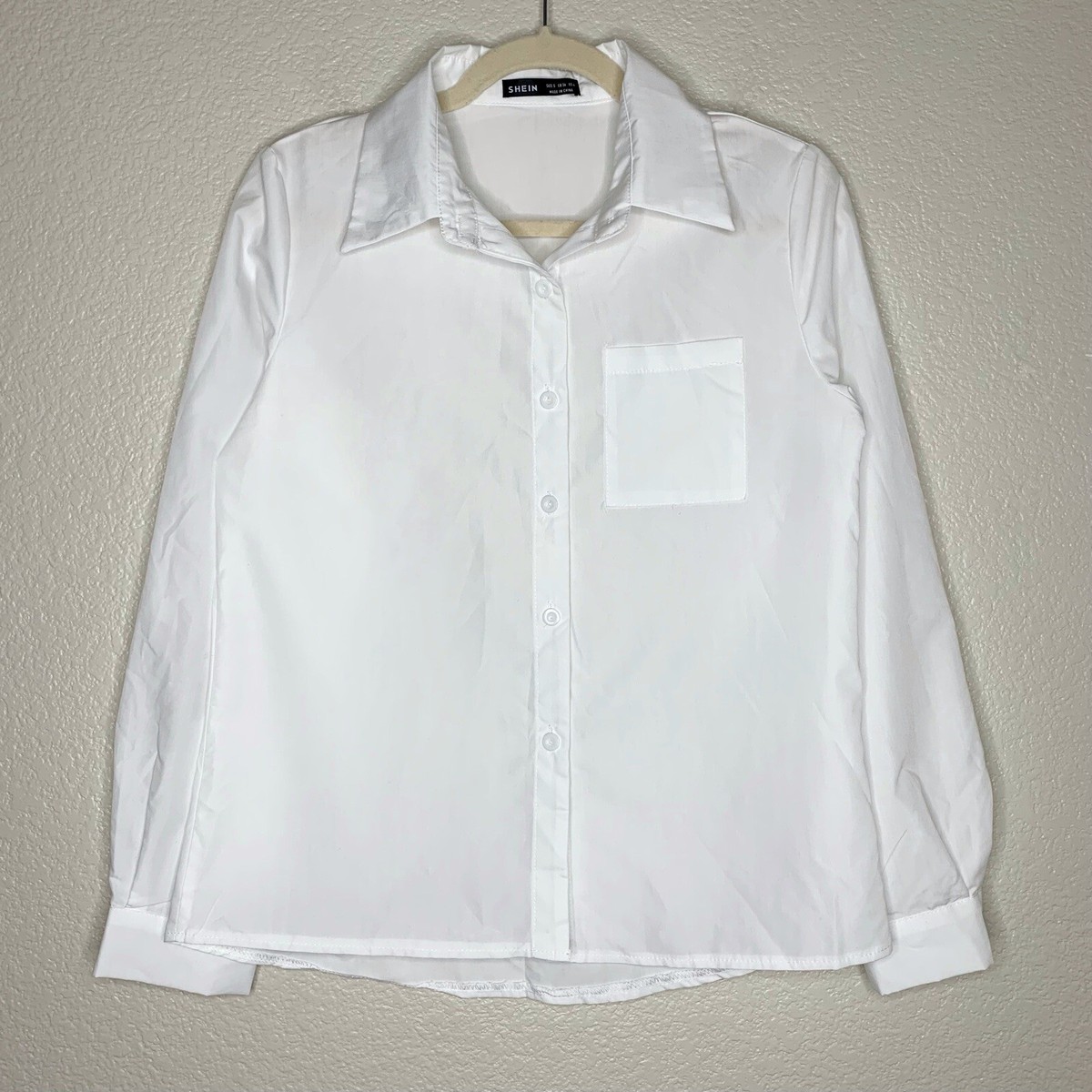 NWOT Shein Women's Button Down Long Sleeves Oversized White Shirt
