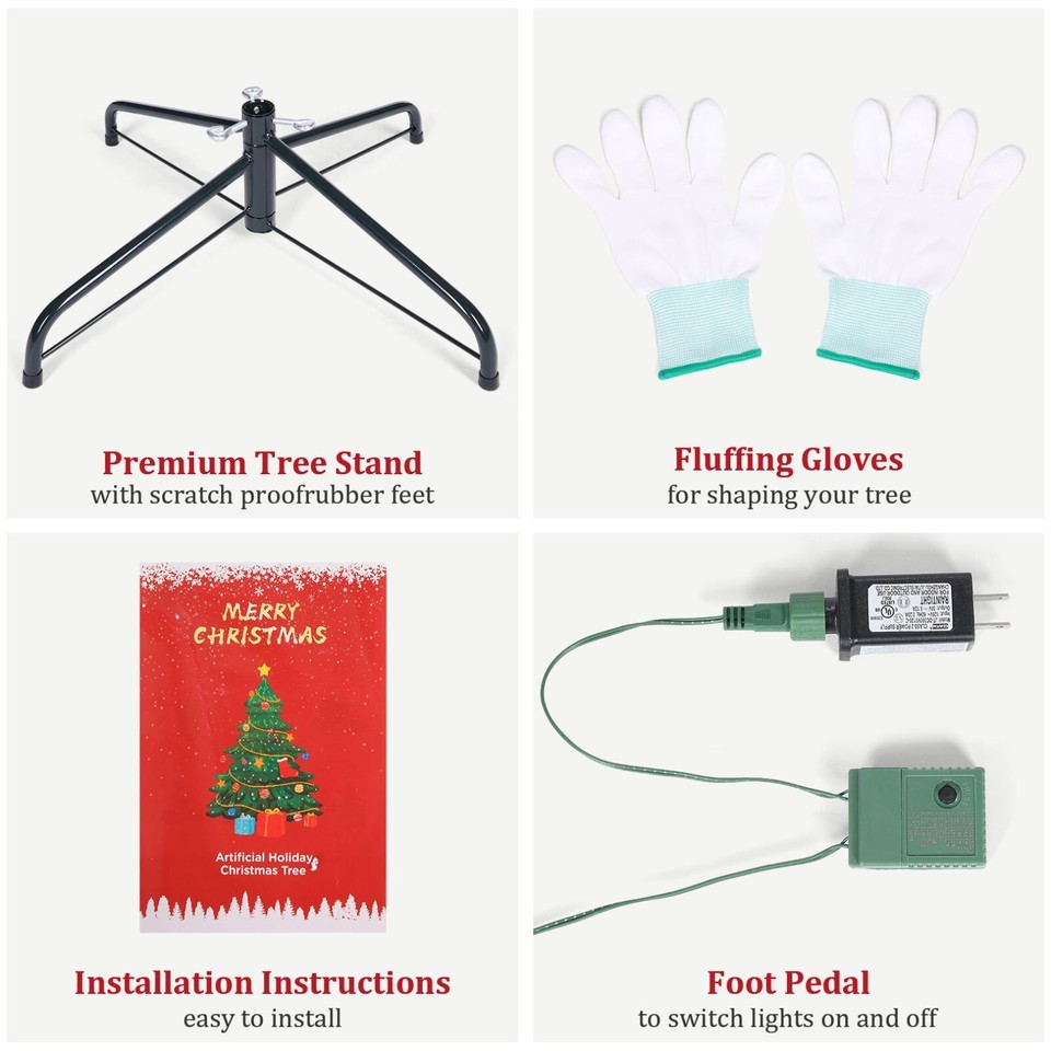 6ft PreLit Artificial Hinged Slim Pencil Christmas Tree w/250 Multi