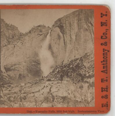 Yosemite Falls 2634 ft. high Yosemite Valley E&HT Anthony Stereoview c1870