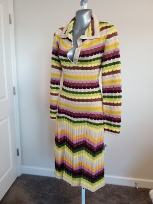 Missoni Sport Colorful Lambswool/Alpaca Crochet Knit Dress Italy