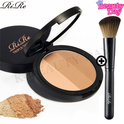RIRE 3Color Triple Shading + Brush Set Pressed Powder Face Shading Makeup K-B...
