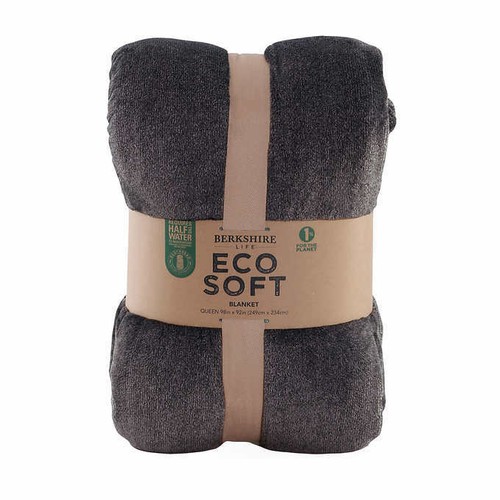 NEW Berkshire Life EcoSoft Plush Polyester Blanket Queen King Blue