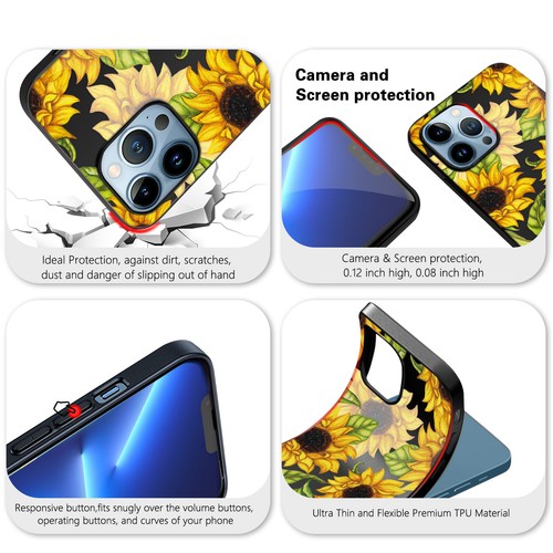 Coque téléphone silicone tournesol pour Apple iPhone 16 15 14 13 Pro Max 12 11 8 - Photo 55 sur 114