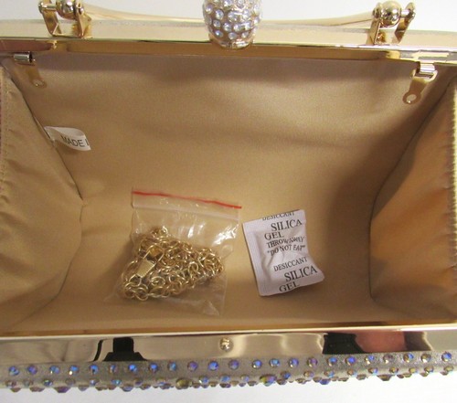 D’margeaux New York Gold Rhinestone Evening Bag With Shoulder Chain - NWOT - Picture 11 of 15