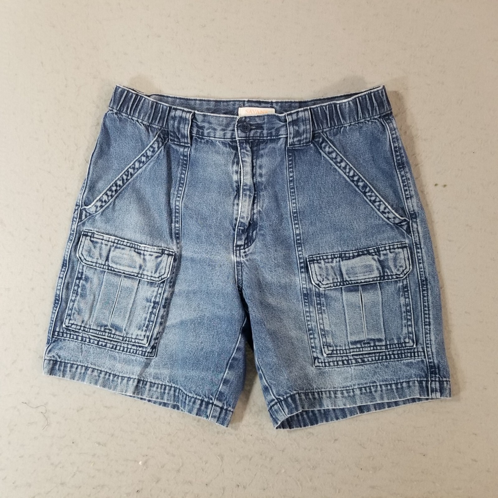 Savane Cargo Hiking Shorts Men's 34x7 blue denim comf… Gem