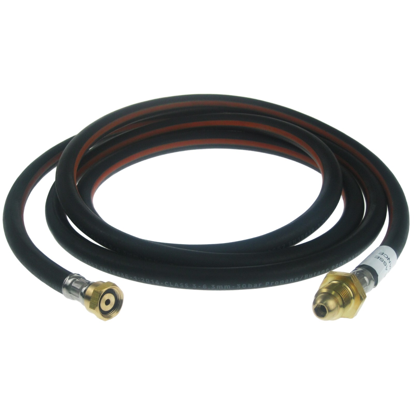 3 metre POL x W20 PIGTAIL CARAVAN PROPANE GAS HOSE WITH NRV - NONE RETURN VALVE