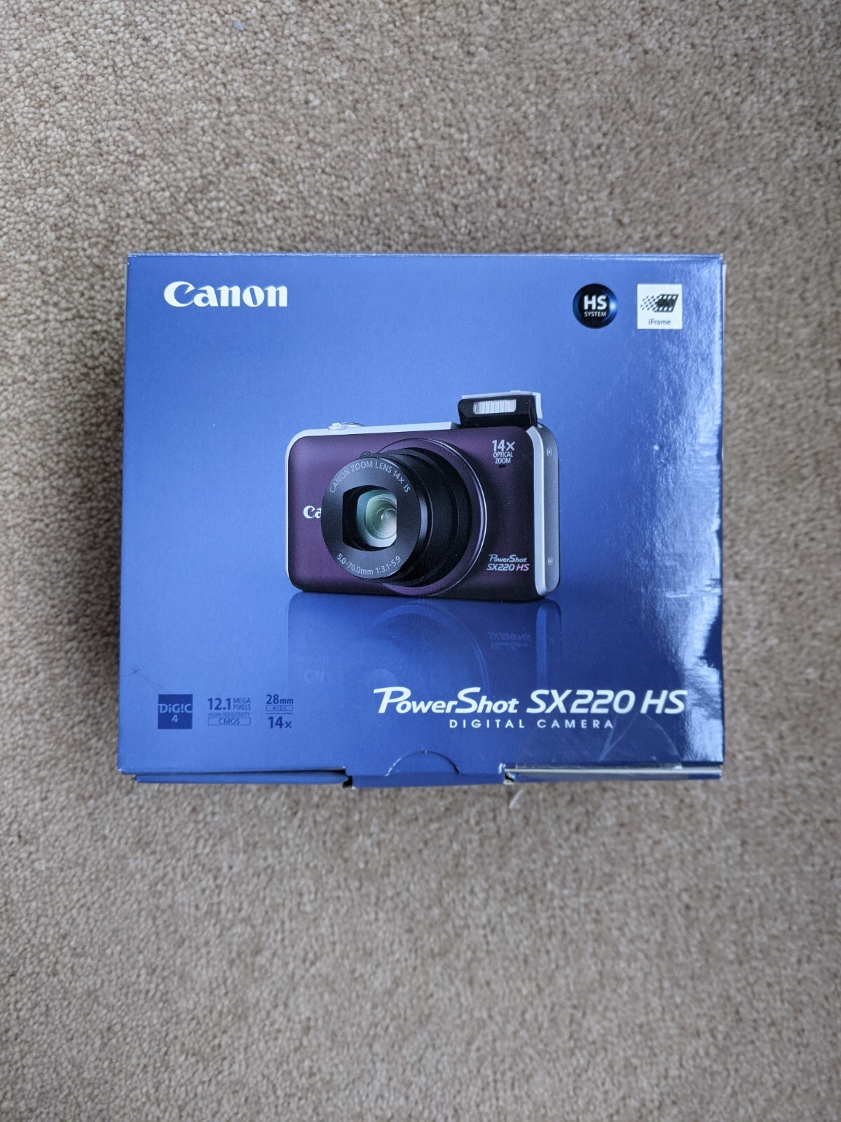 Canon PowerShot SX220 HS 12.1MP Camera Purple original box and