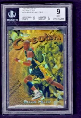 1997-98 TOPPS FINEST GOLD REFRACTOR #318 REGGIE MILLER SP #/289 BGS 9 MINT W/9.5