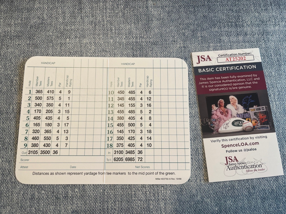 Masters Augusta National Golf Scorecard Signed by Bernhard Langer JSA ...
