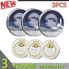 3Pc Santa Claus Commemorative Coin Colorful Embossed Medals Christmas Small Gift