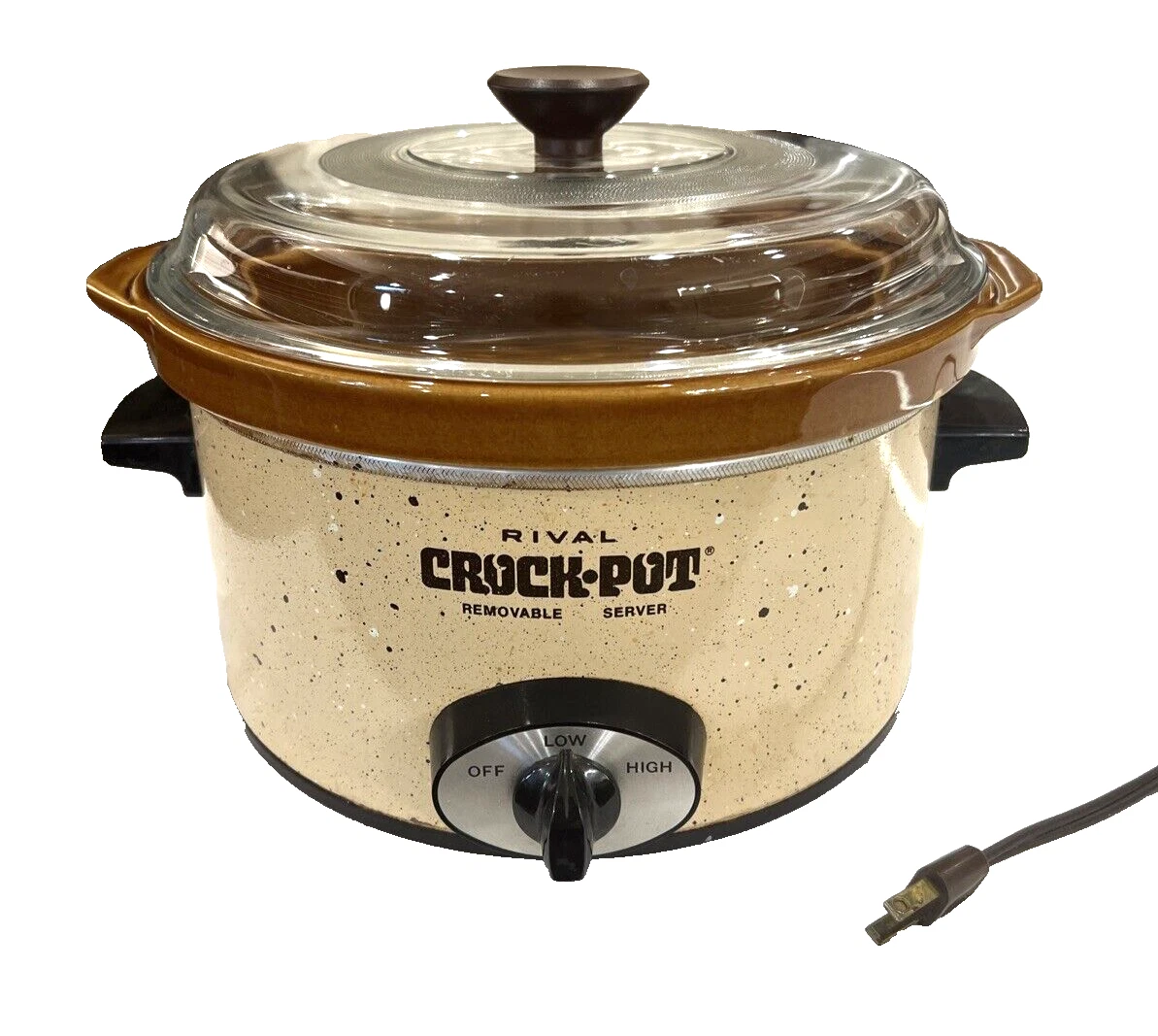 Rival Vintage Removable Crock-Pot Brown Color Model 3154 Glass Lid 4 Quart