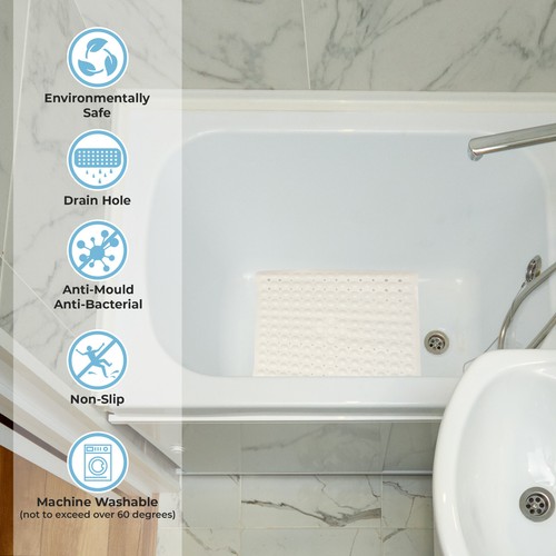 Extra Large Bath Mat Strong Non Slip Bathroom Shower Rubber Anti Mold Suction - Picture 17 of 33