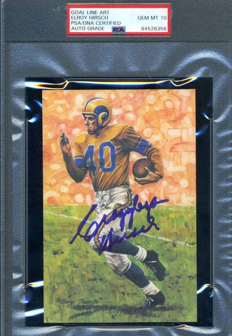 Crazylegs Hirsch Gem Mint 10 PSA DNA Signed Goal Line Art Card GLAC Autograph