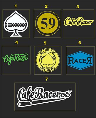 CAFE RACER #2  ASST. CAR & HOME GRAPHICS...PICK YOUR SIZE & COLOR...2 FOR 1