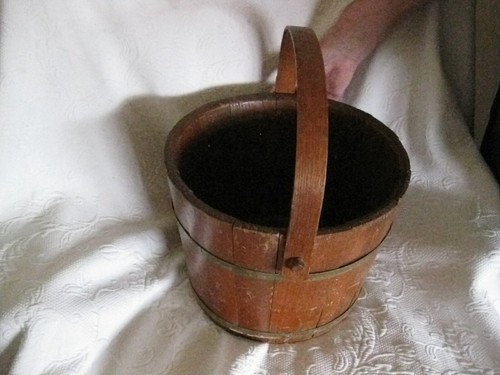 Antique Primitive Sugar Wooden Firken Bucket Country Farmhouse w/ Handle Vtg - Picture 6 of 6