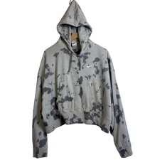 Nike Womens Grey Tie Dye Cropped Hoodie Sweatshirt Small Embroidered Swoosh Logo