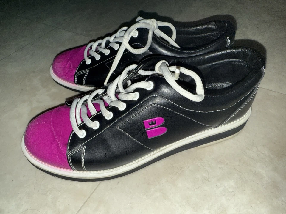 Zapatos de boliche Brunswick vintage para mujer talla 10 negros y morados Foto 2 de 4