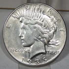 1935 Peace Silver Dollar AU+; Jan.8th Silver$74.16, $1 Value $57.79