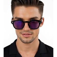 Occhiali da sole rotondi lenti viola stile Tony Stark uomo moda occhiali Lentes Gafas