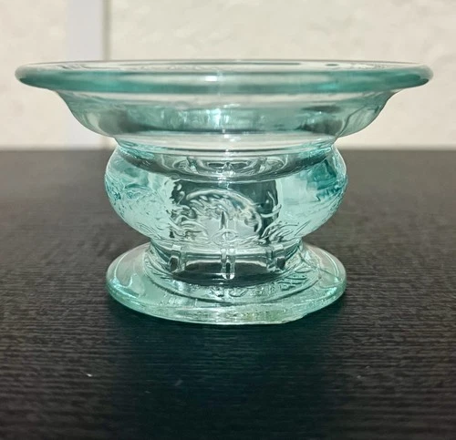 Vintage Federal Glass “Madrid” Blue Candle Holder – UV Glow - Depression Era