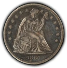 1860-O $1 Seated Liberty Silver Dollar - New Orleans - VF - SKU-B5444