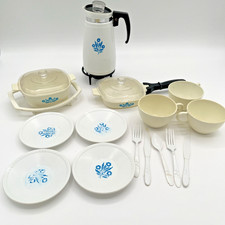 Vintage Corning Ware Cornflower Plastic TOY PLAY SET Cookware Dishes 20 Piece
