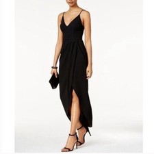 Xscape Tulip-Hem Crepe Midi Dress Sleeveless Black Size 10