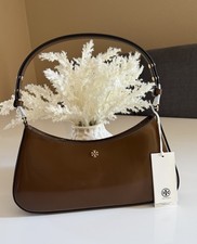 NWT Tory Burch Emerson Smooth Shoulder Bag Brown Rich Walnut $400 Free Ship New