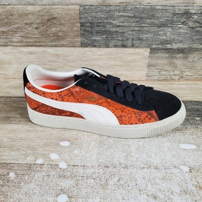 PUMA Reptile Mens Shoes Sz 8 Orange Black Lace-Up Low Top Round Toe Sneakers