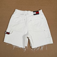Vintage 90s Tommy Hilfiger Carpenter Cutt Off Shorts White Flag Patch Y2K 10