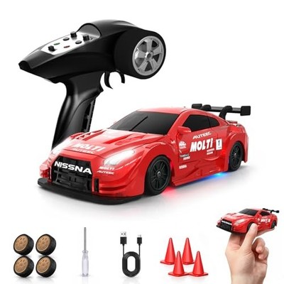 1/43 Mini RC Drift Car with Gyro, 2.4GHz Full Proportional RC Car, 20KM/H Red