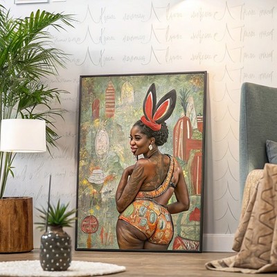 Body Positive Wall Curvy schöne schwarze Frau großes Mädchen Übergröße Selbstliebe femini