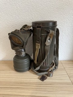 Scatola maschera antigas Wehrmacht maschera antigas contenitore cinghia protezione gas WW2 WH scatola 1942