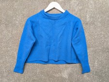 Mint Velvet Jumper Womens Size UK 14 Blue Merino Wool Knitwear Long Sleeve