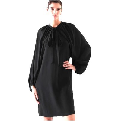 COS Cape Dress Black Size 2 Detached Sleeve Minimal Modern Classic Old Money