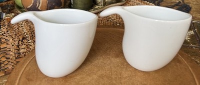 PAIR 2008 ALESSI Bettina By Jan Kaplicky White Mugs  10 Oz, RARE