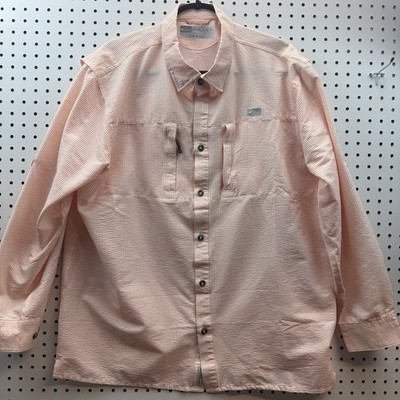 DRAKE Orange/white Gingham Seersucker Shirt L Waterfowl Fishing Free Ship